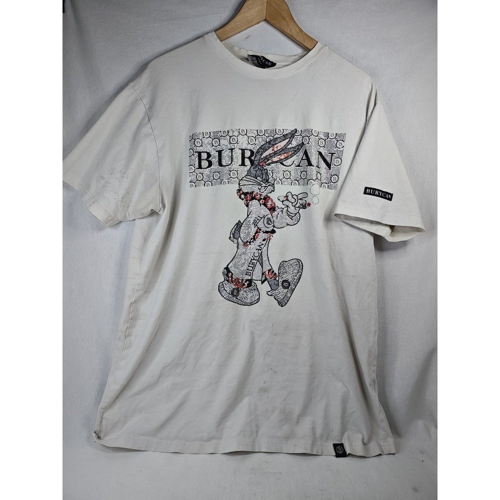 Burycan White Paris Bugs‎ Bunny Rhinestone Luxury Theme Tshirt Men's XL Tee